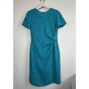 Vintage David Warren New York Womens Blue Green Geo Pattern Shift Dress Size 10